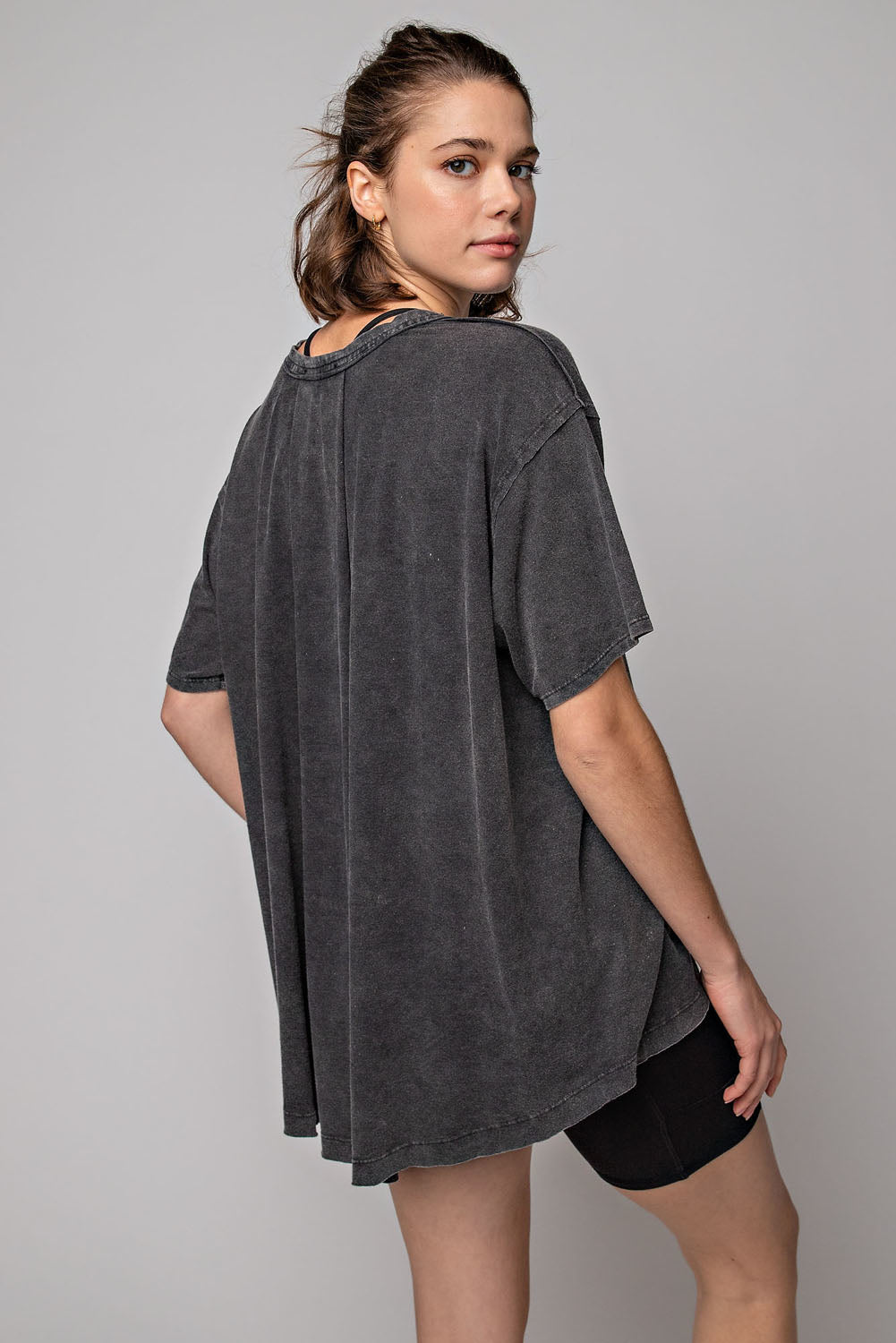 Relaxed fit mineral wash long sleeve top by Rae Mode