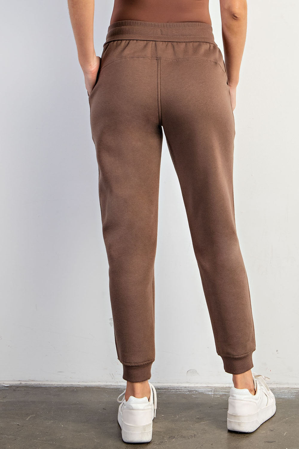 Rae Mode fleece French terry sweatpants with drawstring waist and side pockets
Heather Grey French Terry joggers showing brushed interior fabric
Plus size French Terry sweatpants for lounging or casual wear