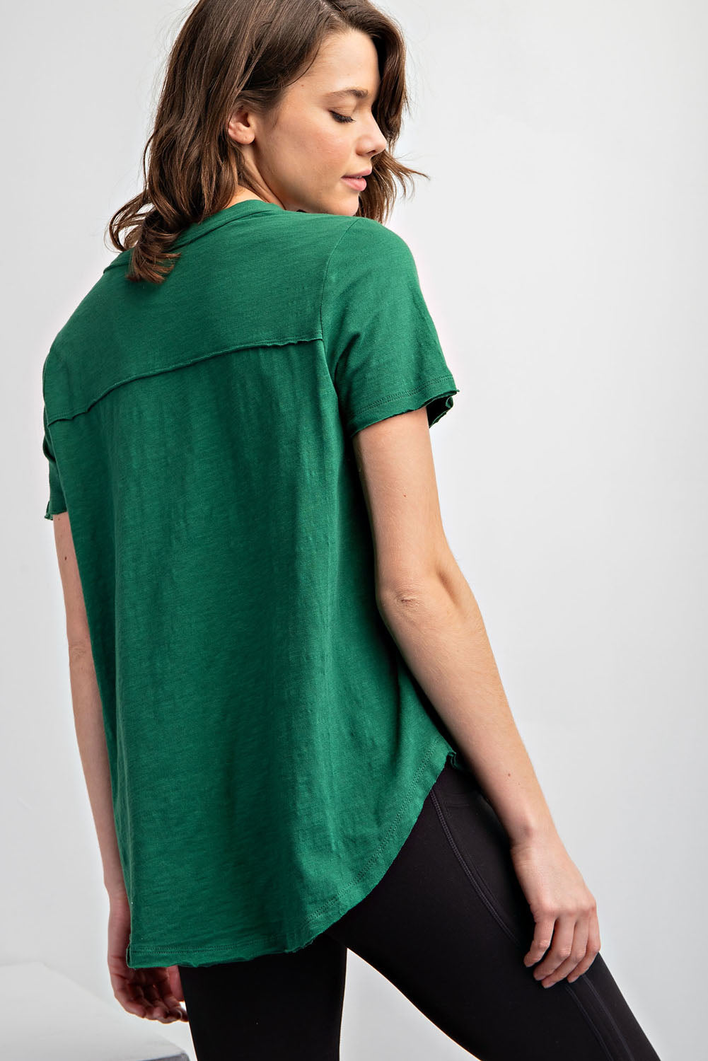 COTTON SLUB SHORT SLEEVE OVERSIZED TOP by Rae Mode
