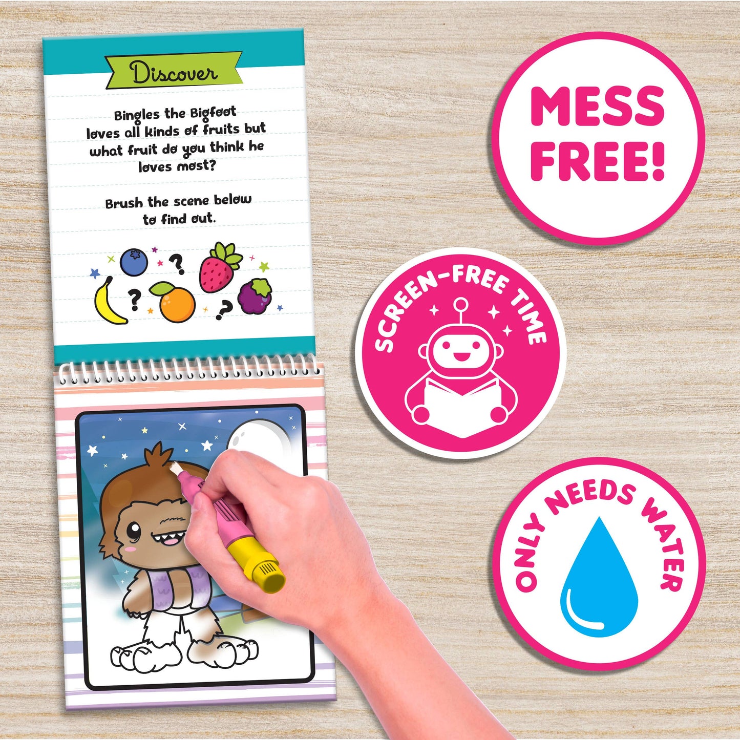 “Water Magic Creature Cuties Tutti Fruitti water-reveal activity set”
“No-mess reusable water paint kit with scented brush”
“Kids travel water-reveal activity kit – tutti frutti scent”