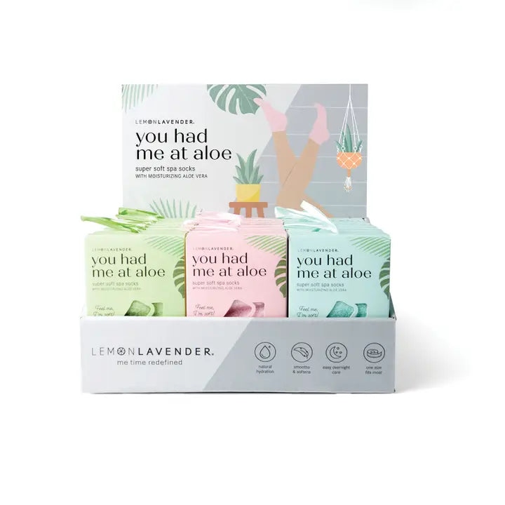 Lemon Lavender “You Had Me at Aloe” Super Soft Spa Socks | Hydrating Aloe Moisturizing Socks