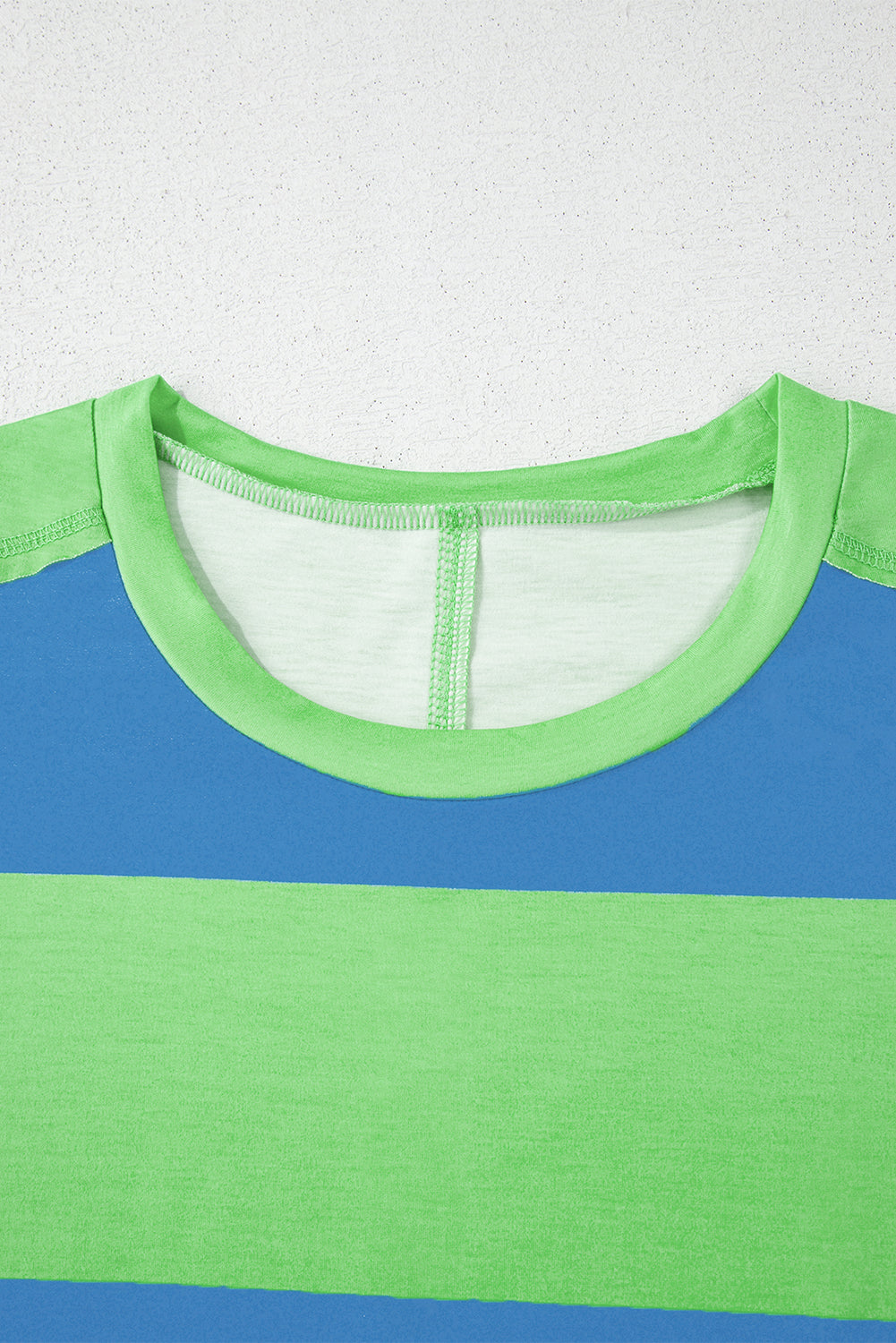 Blue Colorblock Rounded Hem Loose T-Shirt | Boutique Casual Oversized Tee