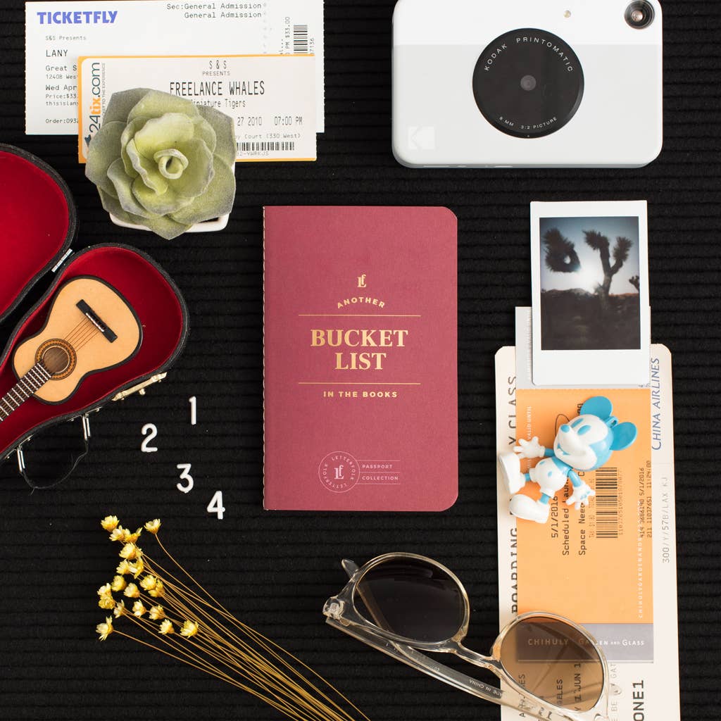 "Bucket List Passport notebook for travel dreams"
"Mini adventure journal in passport style"
"Small navy goal planner from B7 Boutique"