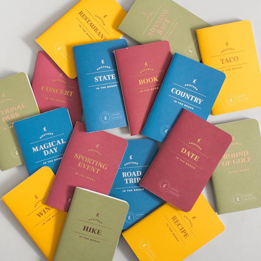 "Bucket List Passport notebook for travel dreams"
"Mini adventure journal in passport style"
"Small navy goal planner from B7 Boutique"