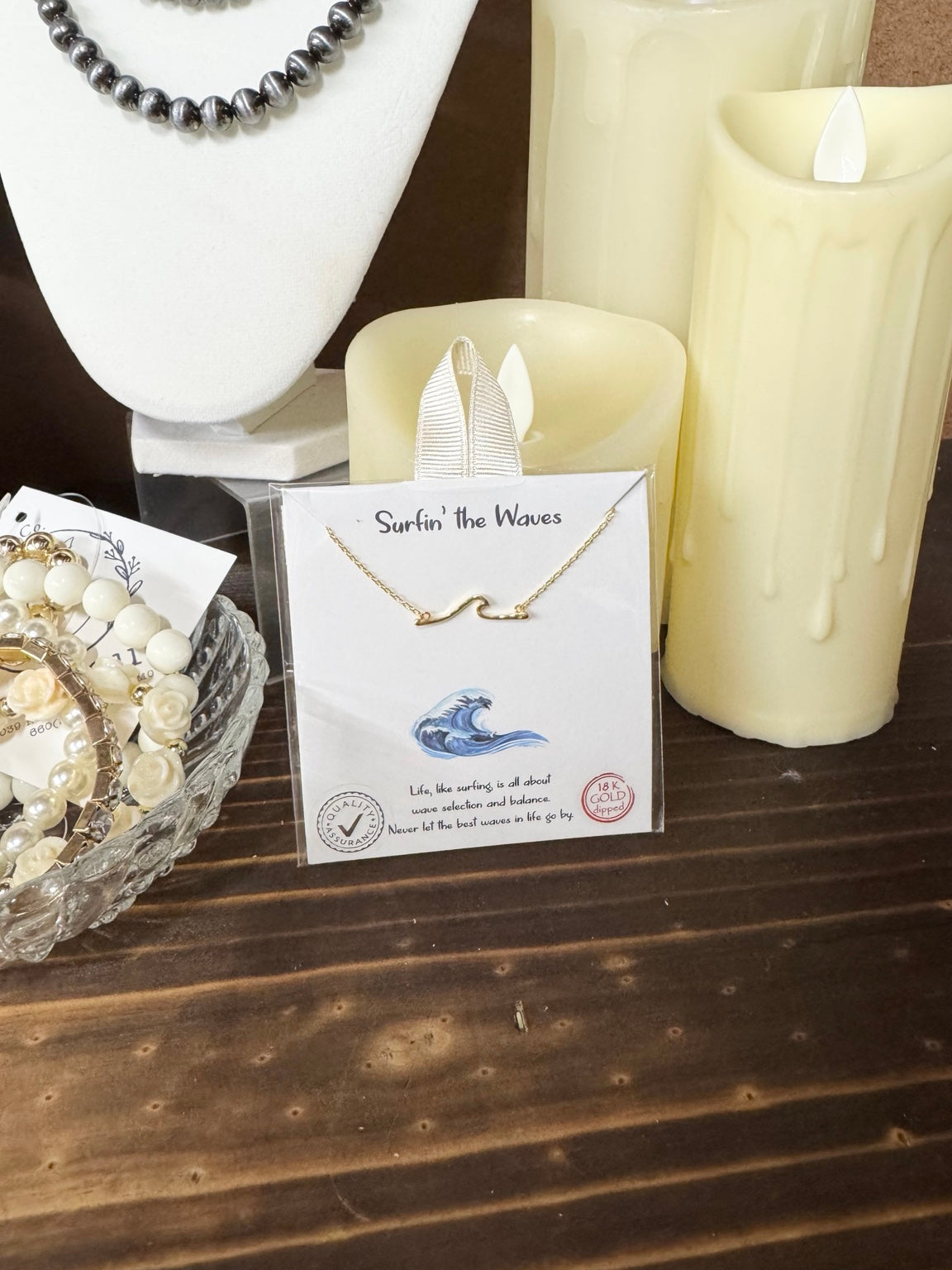 Surfin’ the Waves Necklace | Gold or Silver Dainty Wave Pendant Necklace
