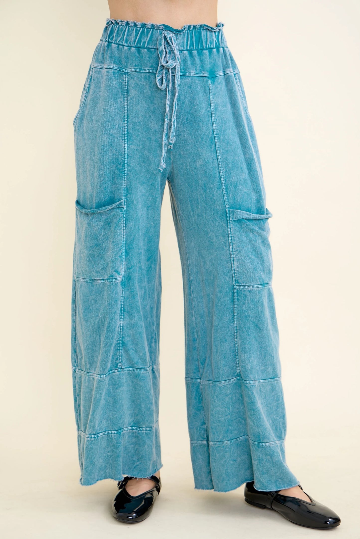 J.Her Luxe Mineral Wash Wide Leg Pants | Premium Cotton Stretch Pull-On Pants