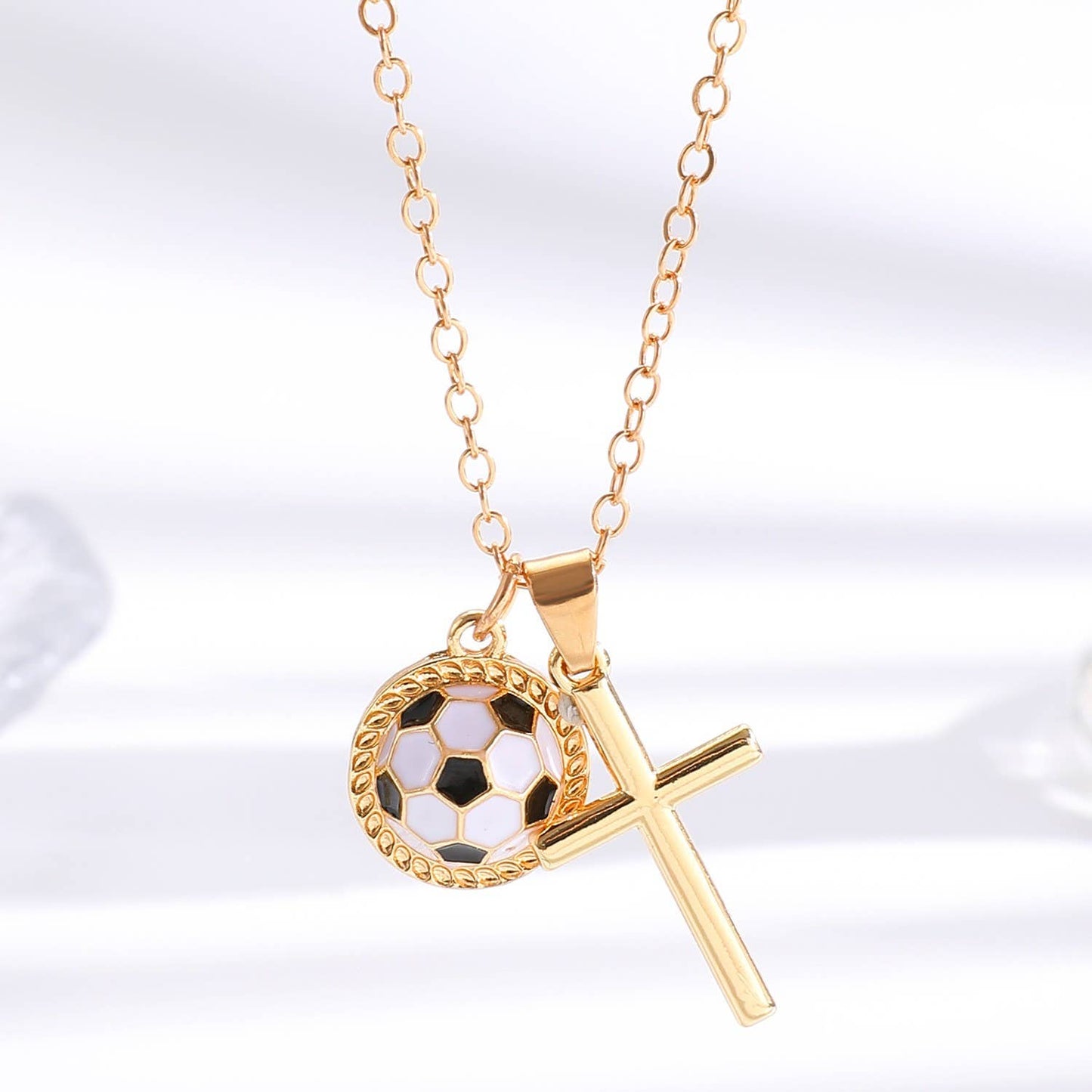 Faith on the Field Necklace | Gold Gameday Cross & Sports Charm Necklace