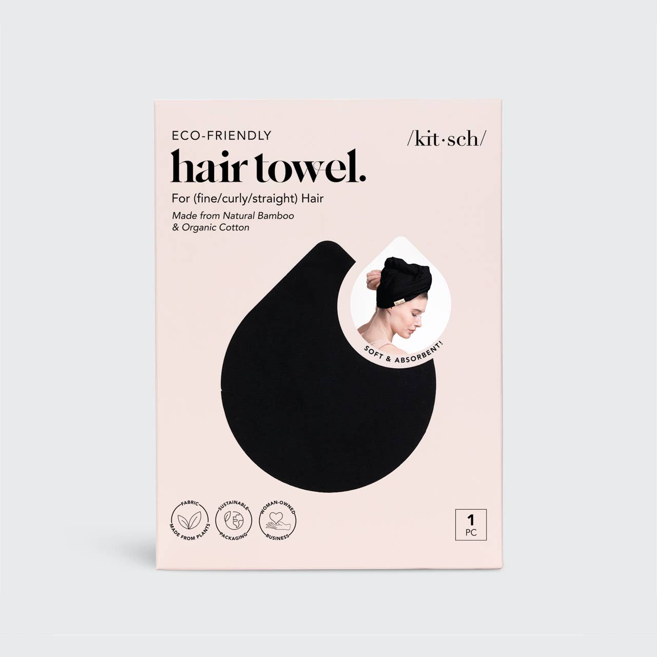 “Quick dry microfiber hair towel in Eco Black – B7 Boutique”
“Black hair wrap towel with loop and button closure”
“Frizz-reducing fast dry towel for women’s hair care routine”
