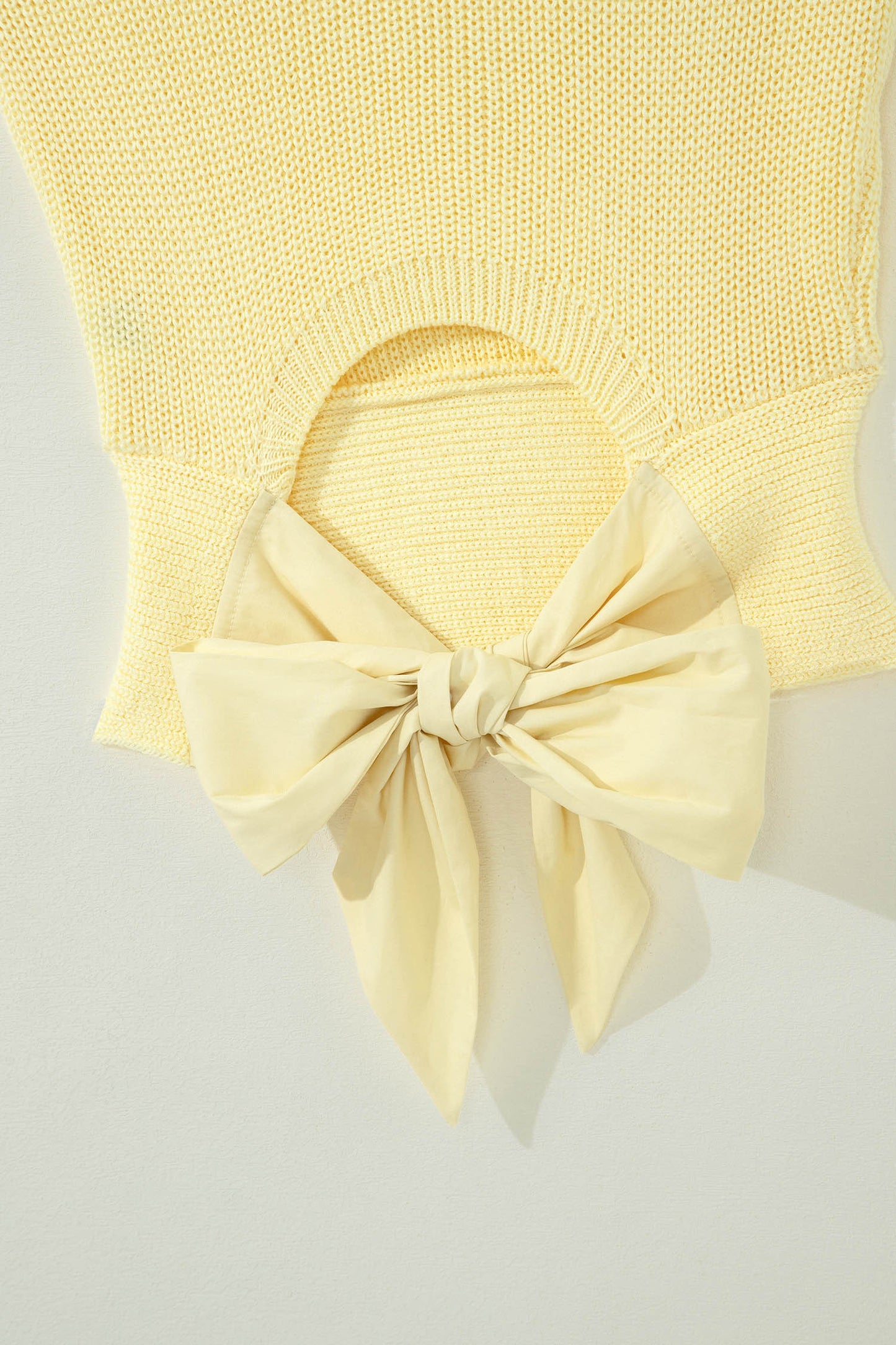 Lemon Cream Knot Back Sweater Tank | Cropped Cutout Knit Top