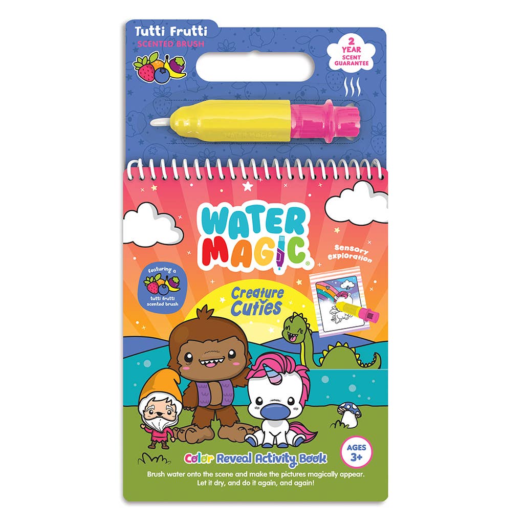 “Water Magic Creature Cuties Tutti Fruitti water-reveal activity set”
“No-mess reusable water paint kit with scented brush”
“Kids travel water-reveal activity kit – tutti frutti scent”