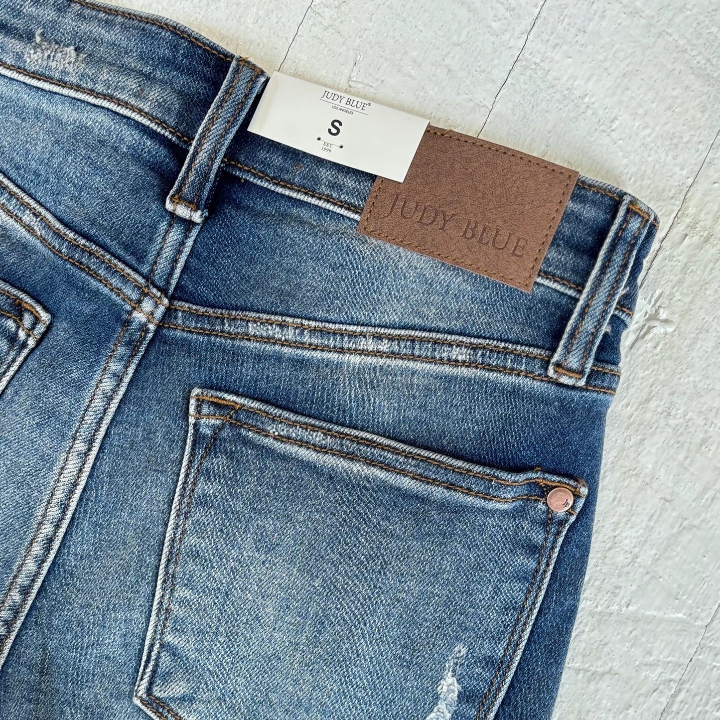 2‑Button Dad Shorts w/ Destroy – Just Blue Jean Shorts