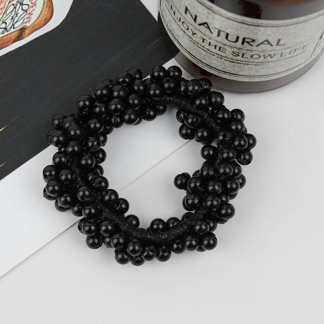Beaded Hair Scrunchies | Faux Pearl Hair Tie Set – Chic Accessory Trio