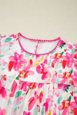 Rose Floral Flutter Sleeve Blouse – Romantic & Effortless Casual 🌼