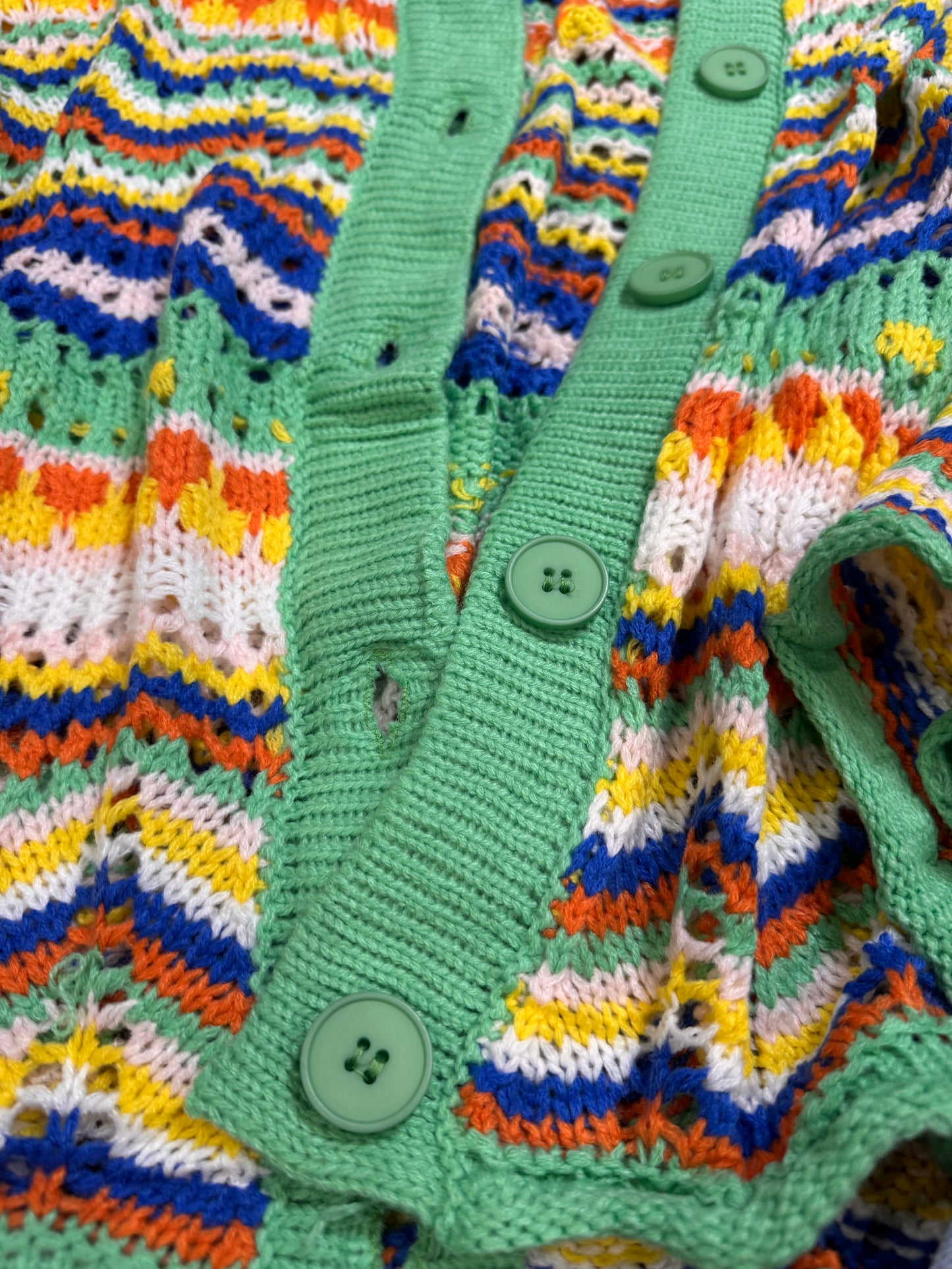 Multi-Colored Knit Sweater with Button Detail – Cozy & Colorful Style