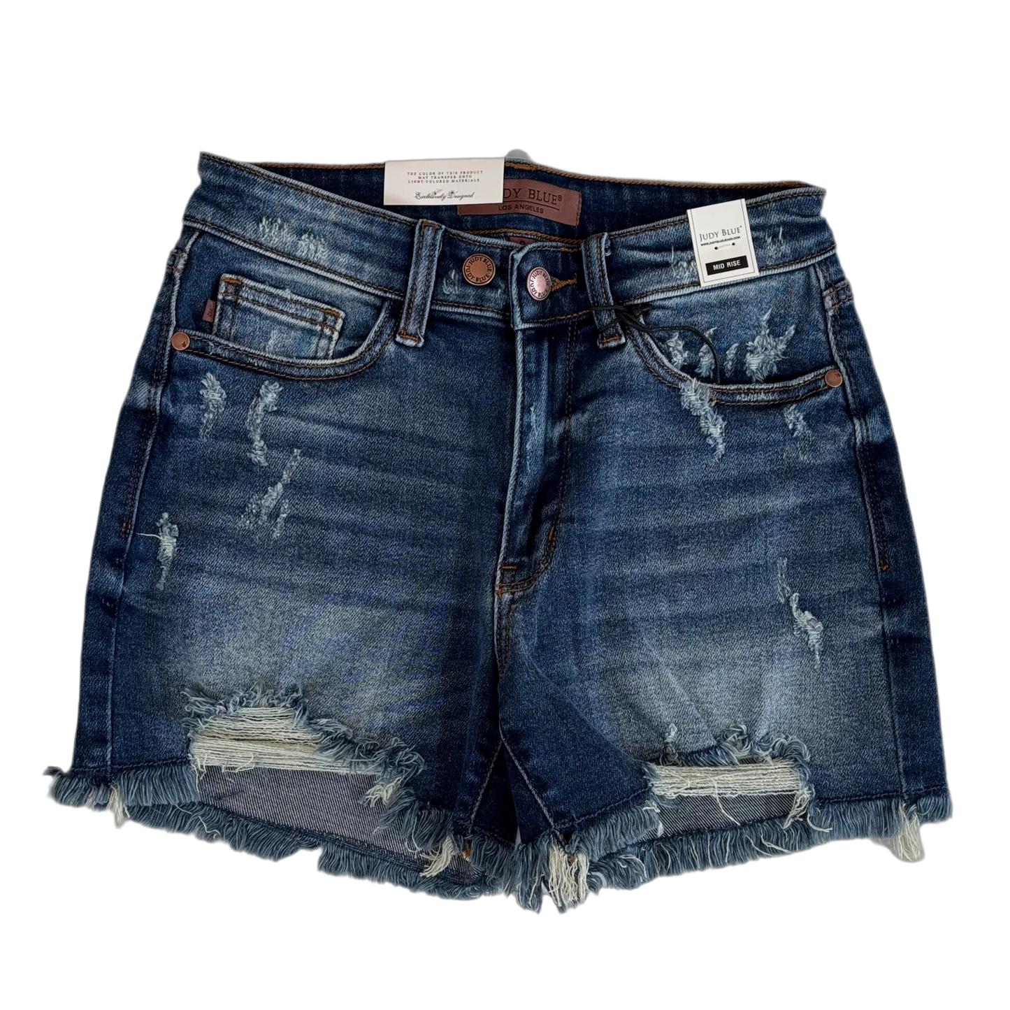 2‑Button Dad Shorts w/ Destroy – Just Blue Jean Shorts