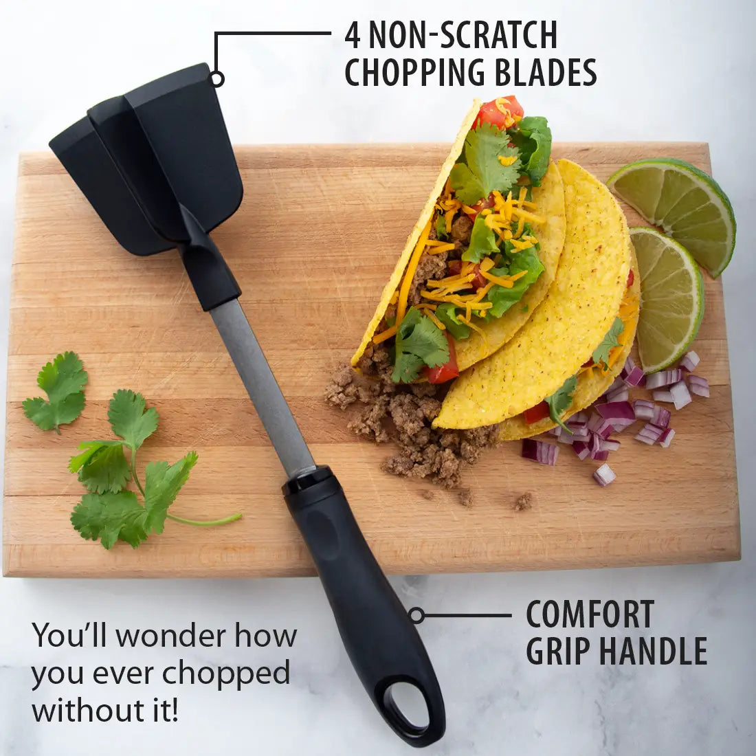 “Rada stainless steel meat chopper with ergonomic black handle”
“Heavy-duty food chopper perfect for vegetables and meat prep”
“Rada meat chopper tool, dishwasher safe, from B7 Boutique”