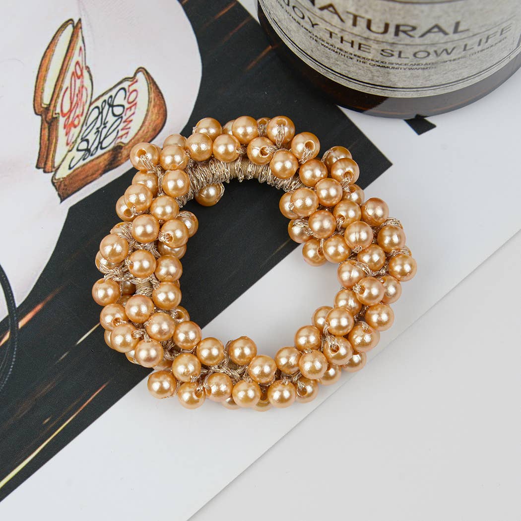 Beaded Hair Scrunchies | Faux Pearl Hair Tie Set – Chic Accessory Trio
