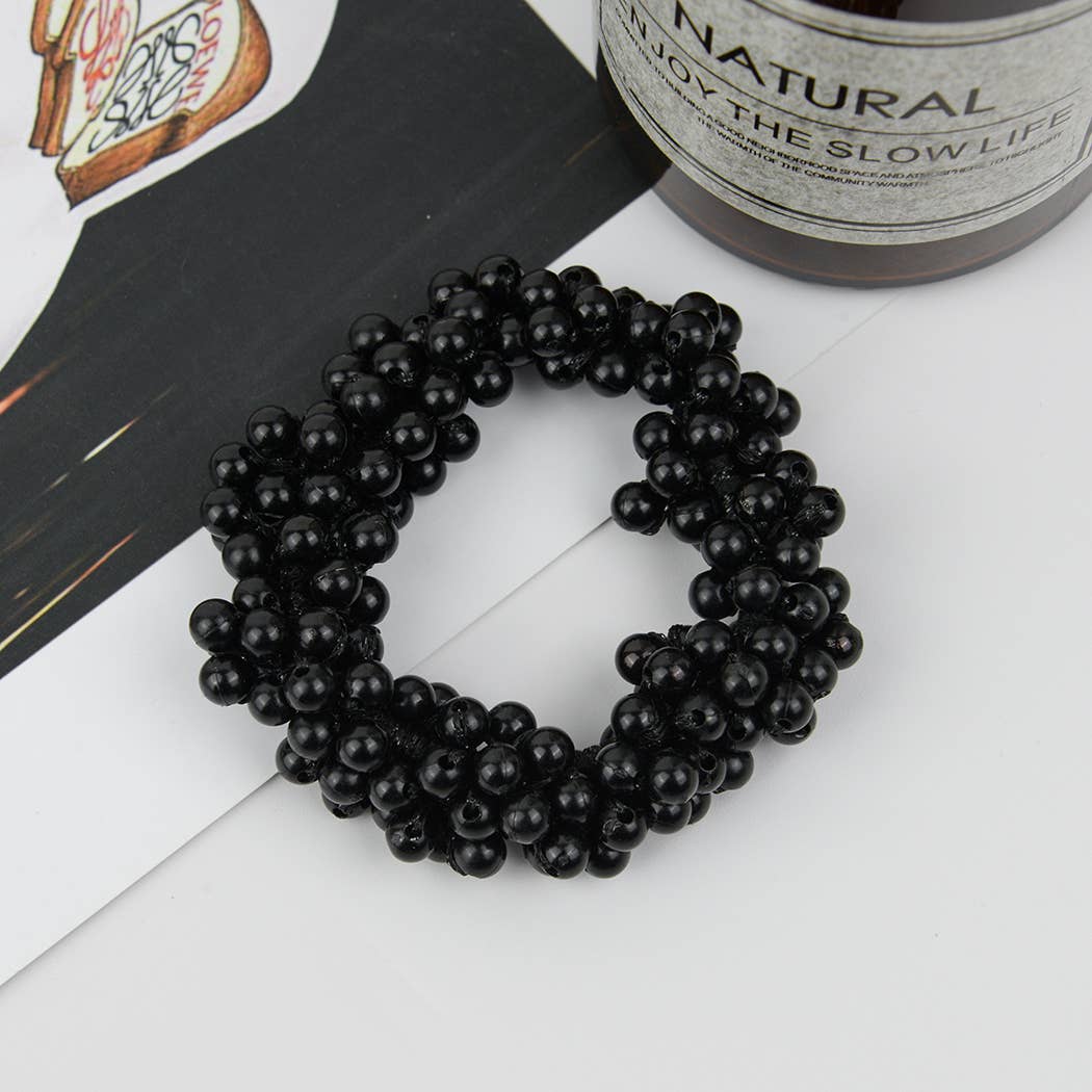 Beaded Hair Scrunchies | Faux Pearl Hair Tie Set – Chic Accessory Trio
