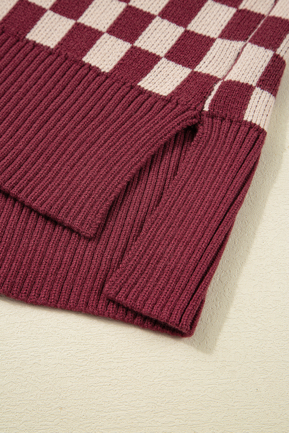 Brown Checkered Color Block Sweater | Cozy Fall Knit