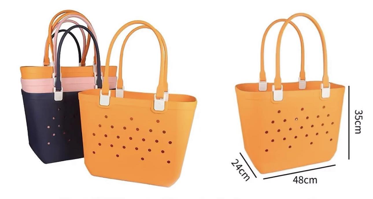 New Style Bog Bag front view – oversized waterproof tote bag
New Style Bog Bag side view – spacious travel and beach tote
New Style Bog Bag interior view – roomy waterproof tote with handles
New Style Bog Bag lifestyle view – waterproof tote in use at beach or pool
New Style Bog Bag flat lay display – large statement tote for everyday travel