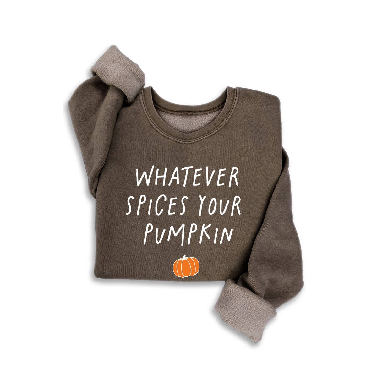 HRT & LUV Whatever Spices Your Pumpkin Mineral Wash Sweatshirt | Fall Graphic Crewneck Pullover