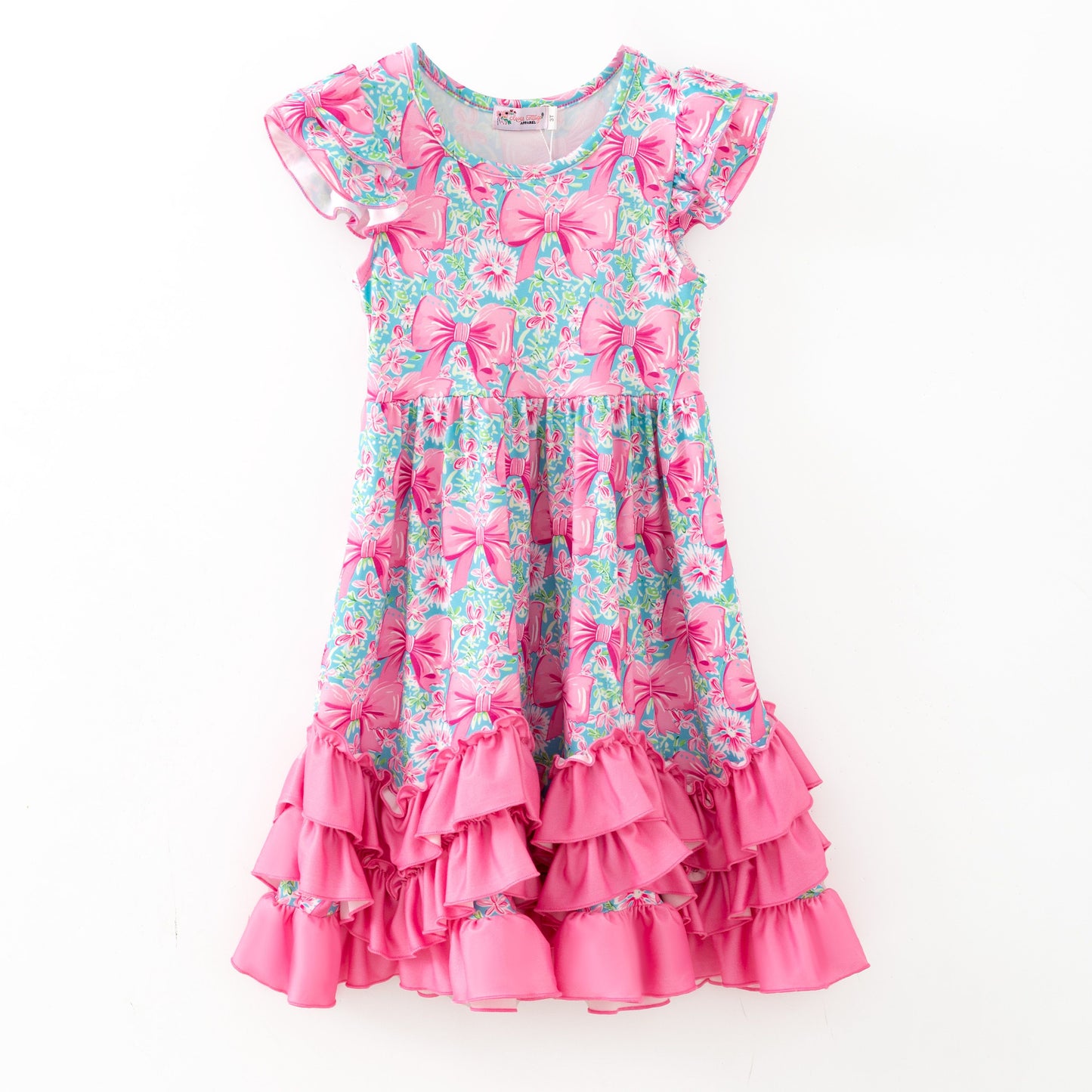 Aqua Spring Ribbon Maxi Girls Dress by Clover Cottage 🎀