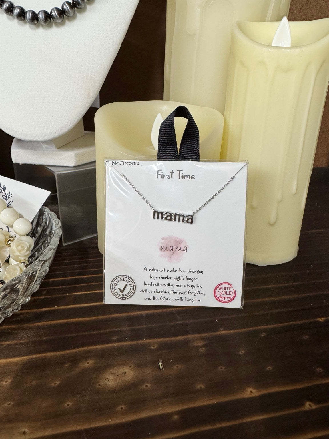 First Time Mama Necklace | Gold or Silver Mama Pendant Gift Necklace