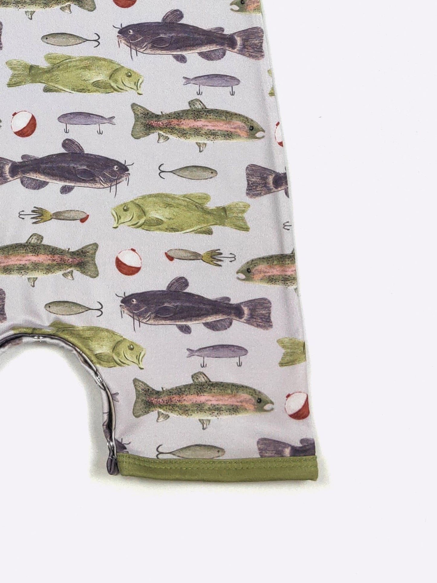Catch of the Day Boy Romper | Fish Print Baby Boy Summer Romper by Clover Cottage