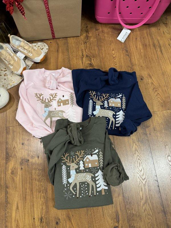 ❄️ Cozy Cabin Christmas Deer Sweatshirt