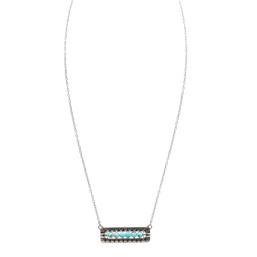 “Stone beaded bar drop pendant necklace”
“Minimalist natural stone bar necklace on delicate chain”
“Layer-ready beaded bar drop pendant at B7 Boutique”