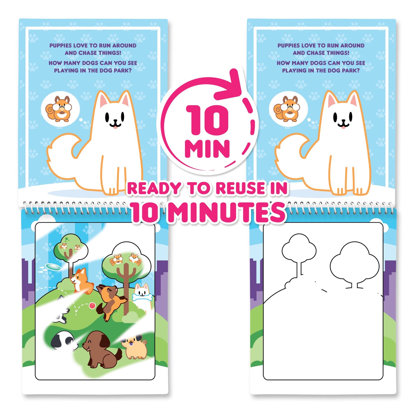 “Water Magic Pet Paradise activity kit with blueberry scented brush”
“Mess-free water art set revealing pet scenes”
“Reusable kids activity book with scented brush – Pet Paradise”