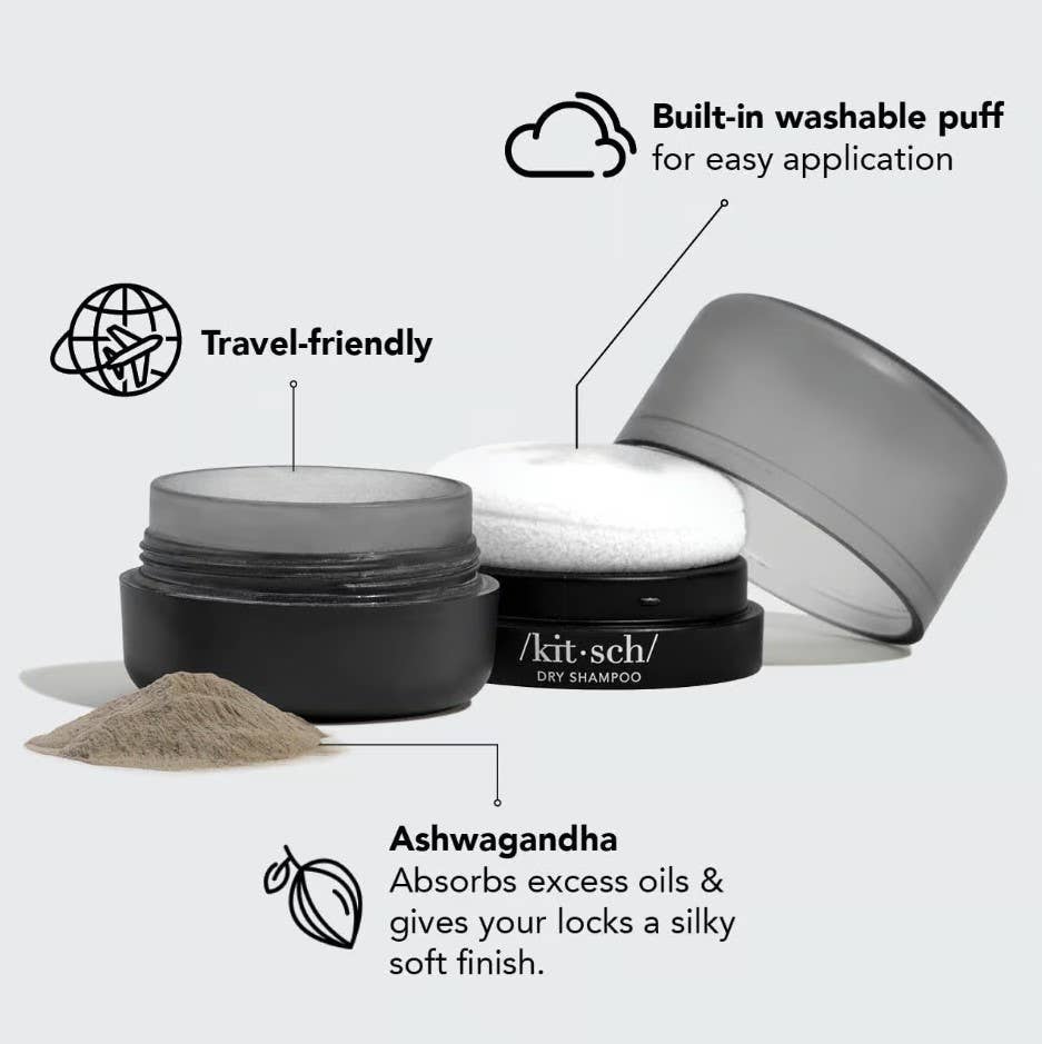 Volumizing Rice Protein Dry Shampoo – Dark Tinted Powder | No White Cast by Kitsch