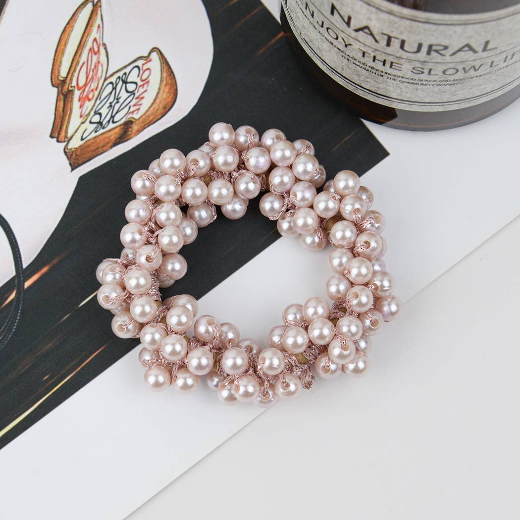 Beaded Hair Scrunchies | Faux Pearl Hair Tie Set – Chic Accessory Trio