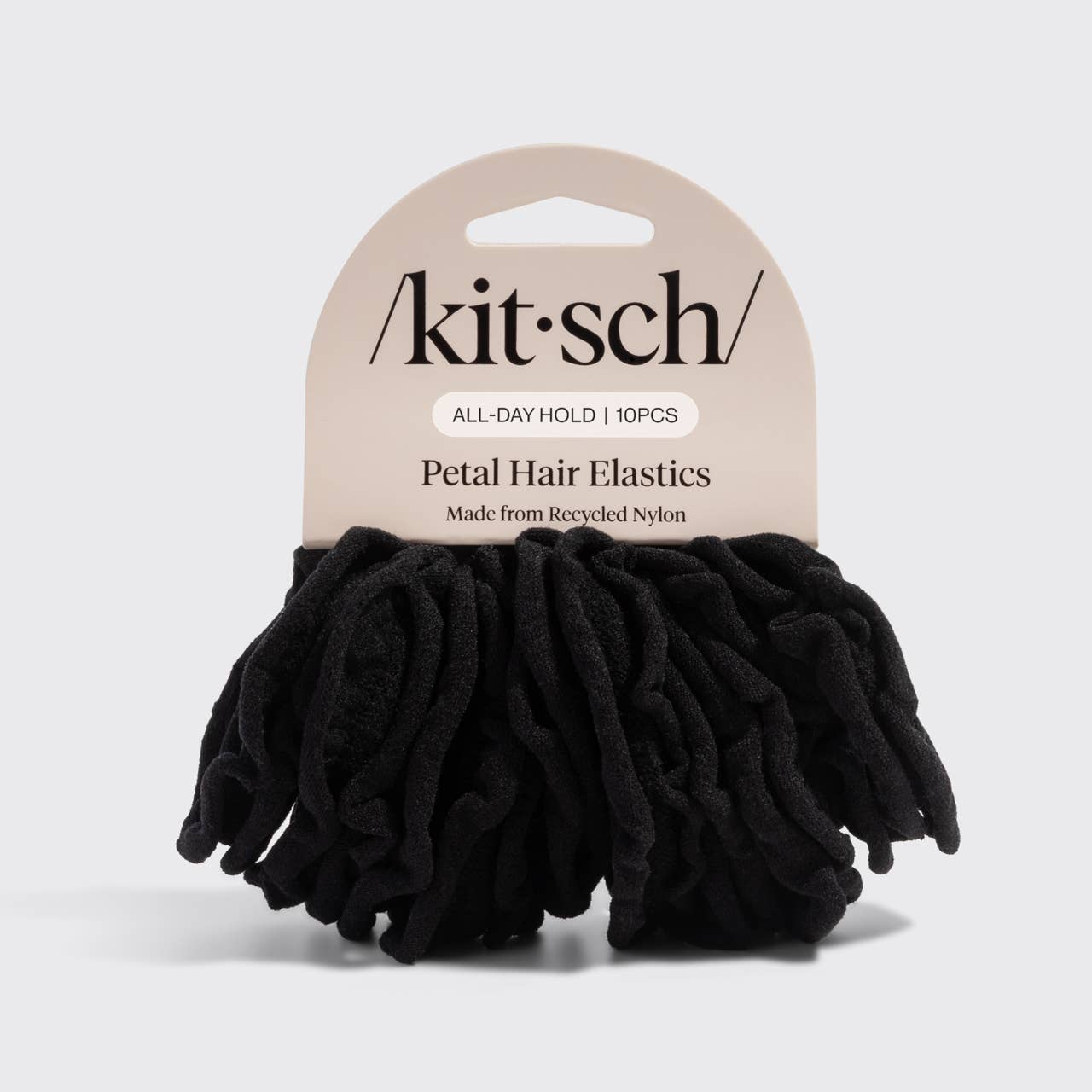 Recycled Fabric Petal Hair Elastics 10pc Set - Black by Kitsch