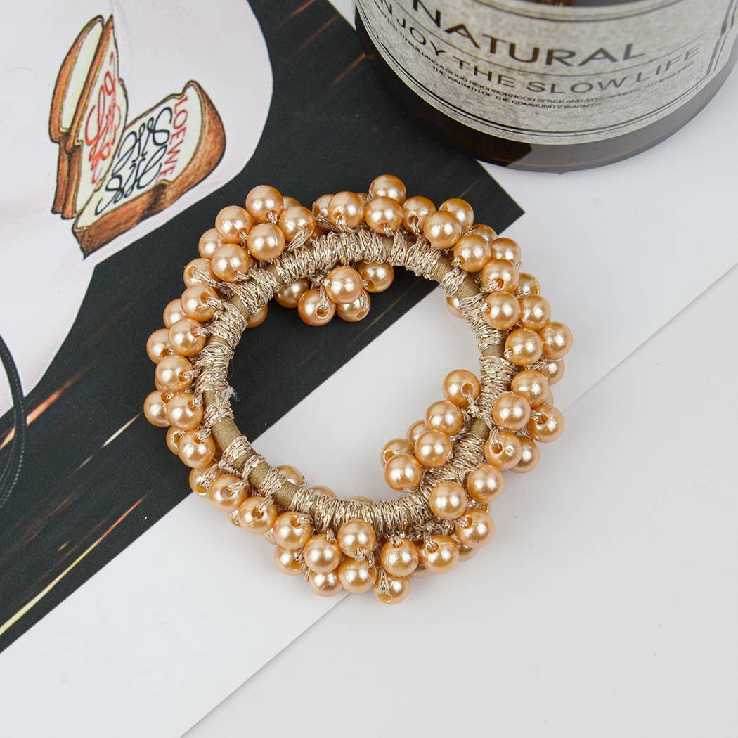 Beaded Hair Scrunchies | Faux Pearl Hair Tie Set – Chic Accessory Trio