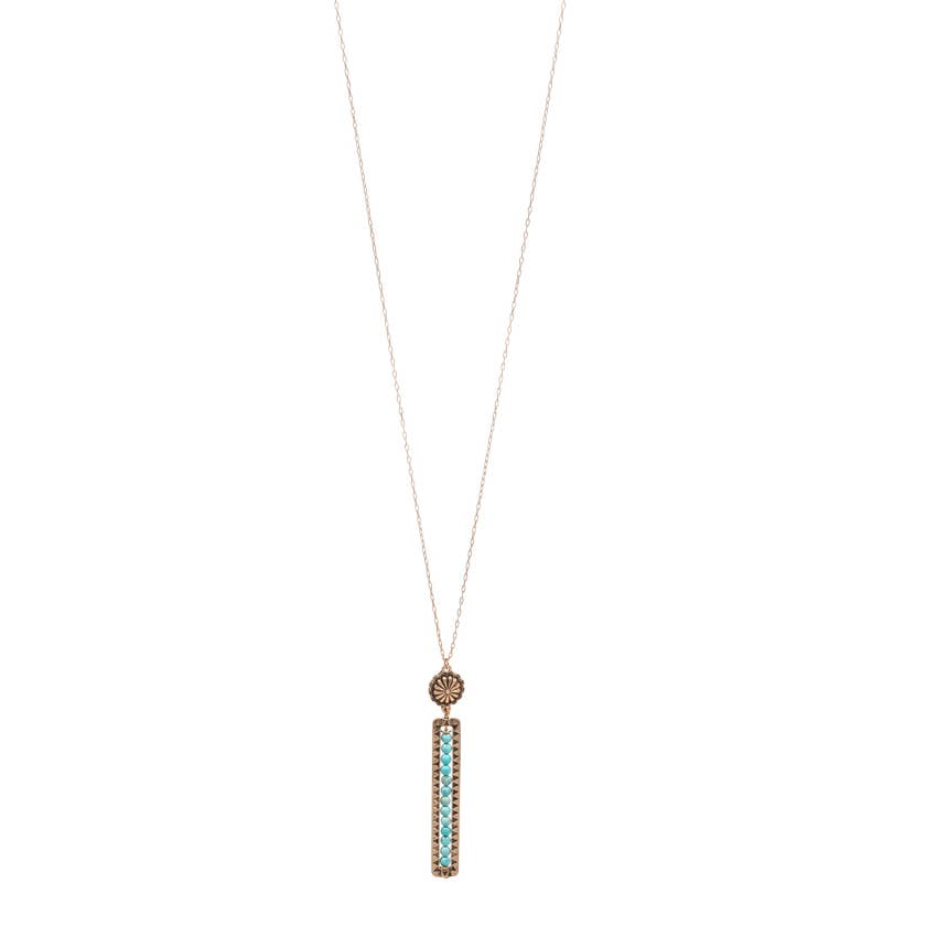 Long Rectangular Shape Beaded Pendant Necklace | Modern & Minimalist Statement Jewelry