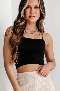 Black Spaghetti Strap Crop Tank – Slim Fit, Sleek & Chic 😍