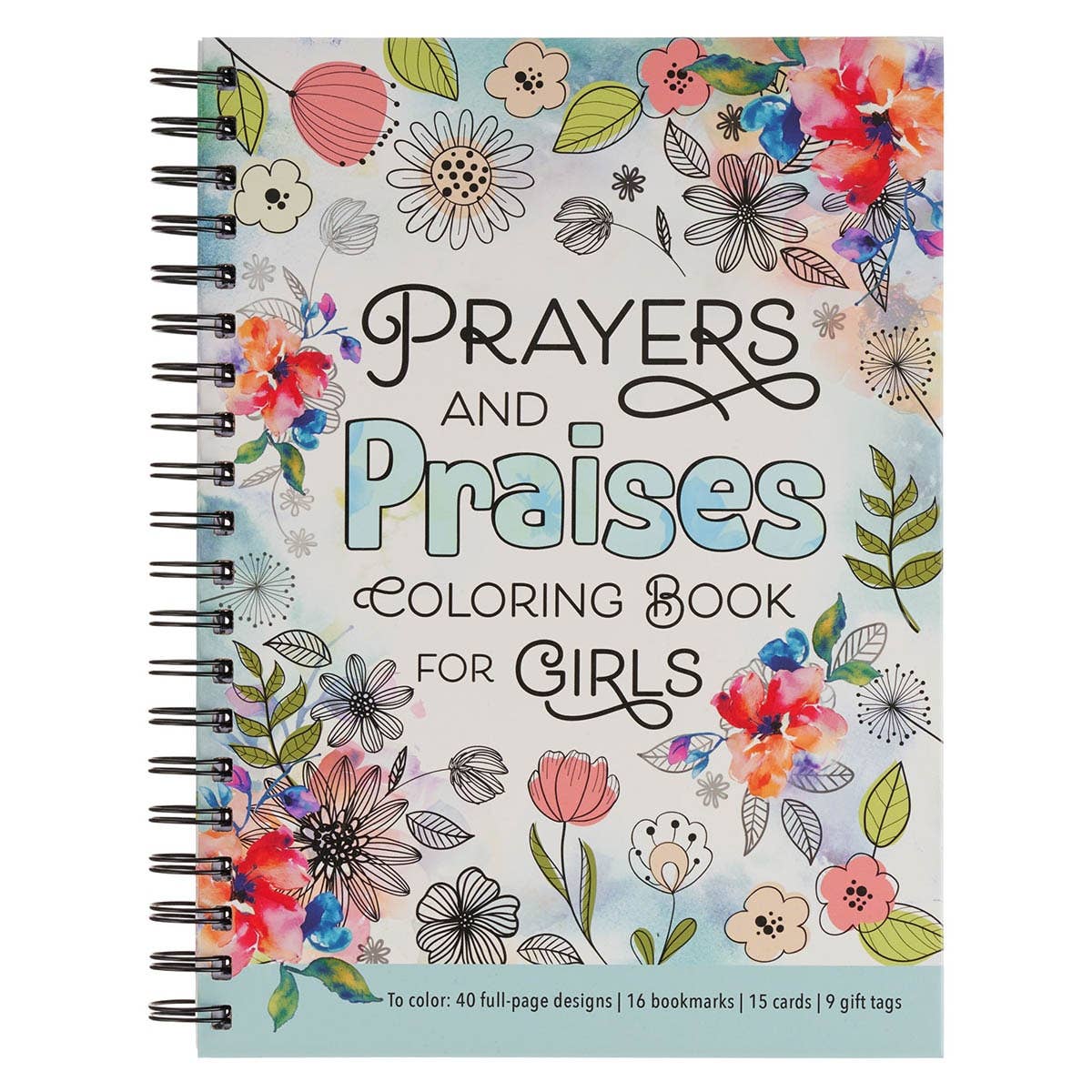 Prayers & Praises Coloring Book for Girls | Spiral Christian Coloring Book Ages 8–12
