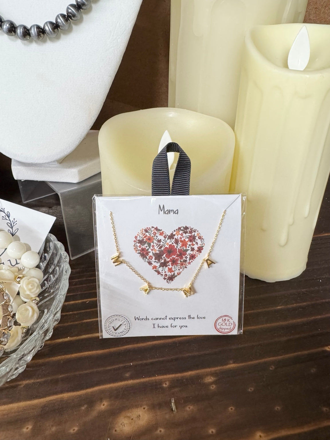 Mama Letter Charm Necklace | Gold MAMA Initial Pendant Gift Necklace