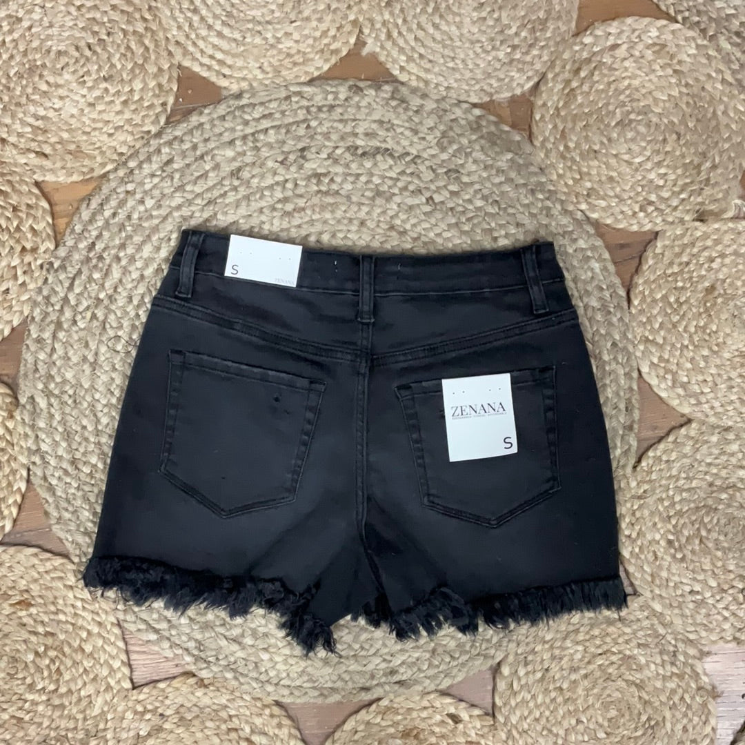 Zenana denim shorts back view with pocket