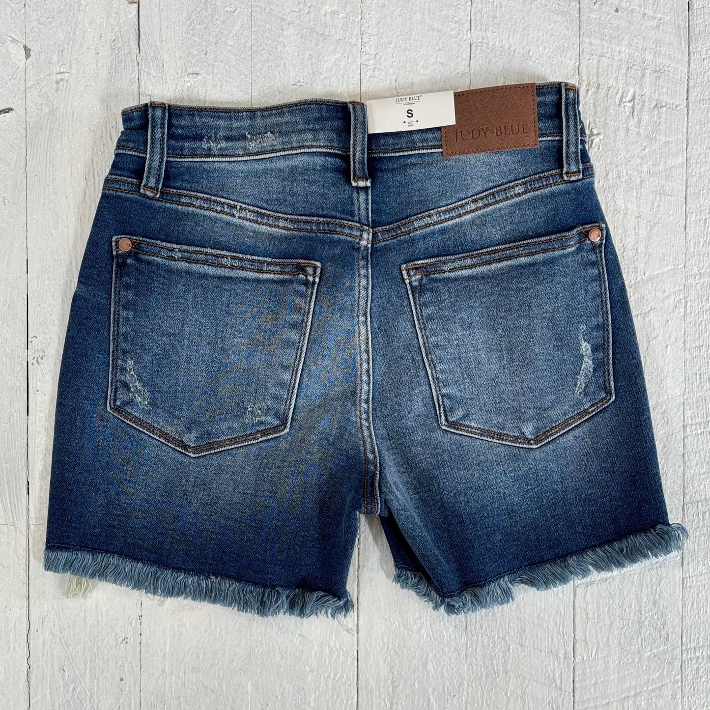 2‑Button Dad Shorts w/ Destroy – Just Blue Jean Shorts
