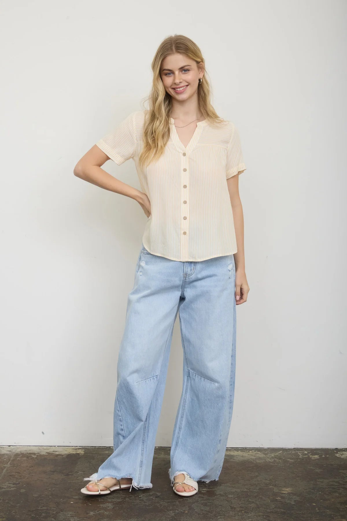 Sunbeam Stripe Button Down Top