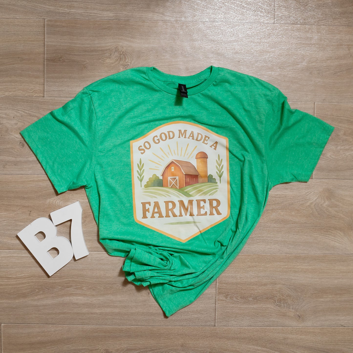 So God Made a Farmer Graphic Tee – Christian Faith Farming Shirt