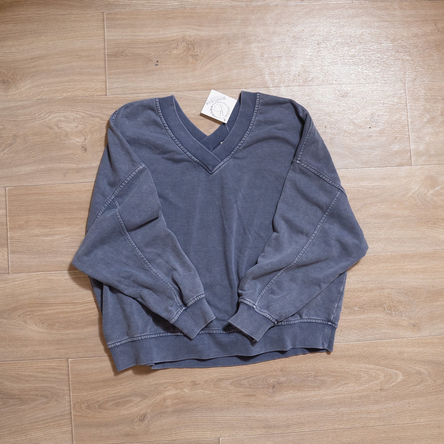 Plus Mineral-Washed French Terry V-Neck Pullover – Rae Mode