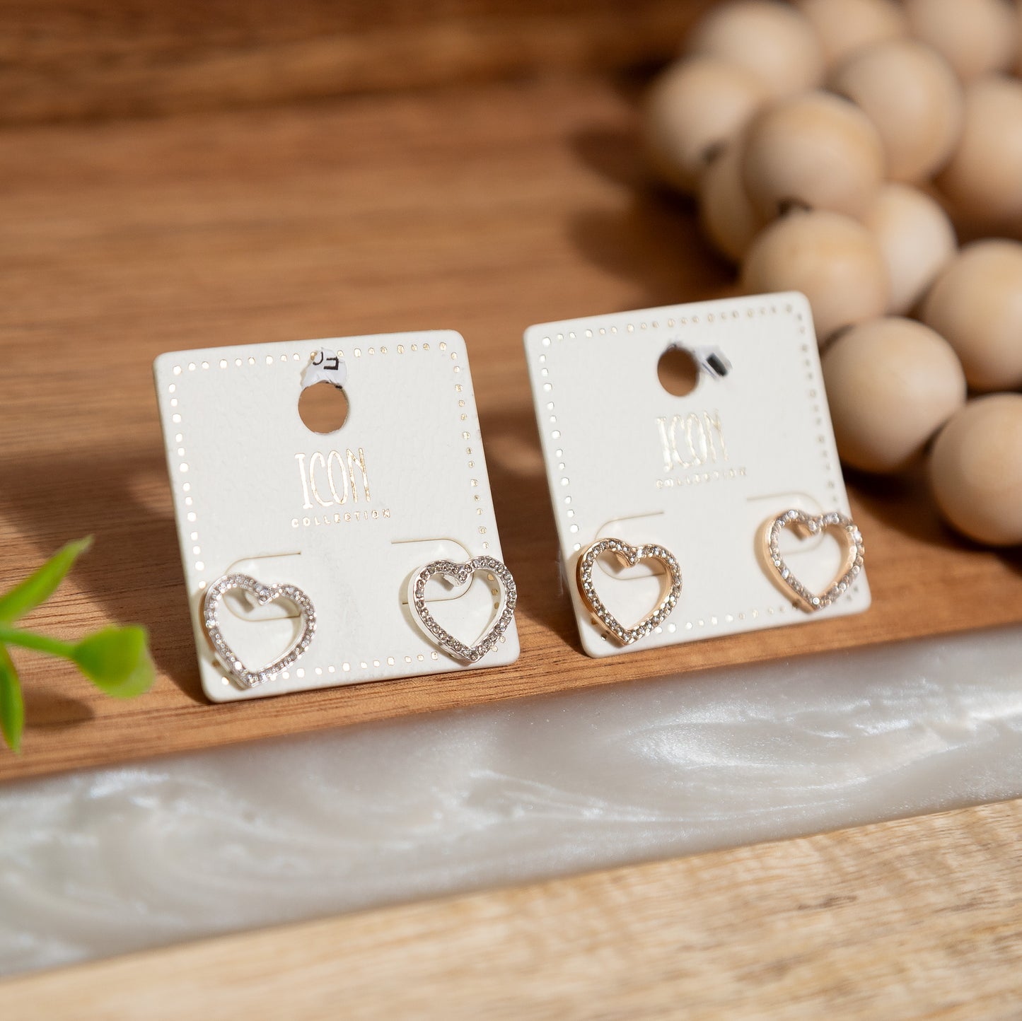 Sparkle Heart Studs – Silver & Gold