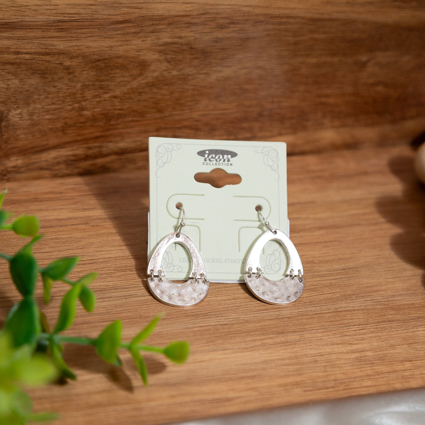 Silver Hammered Teardrop Dangle Earrings