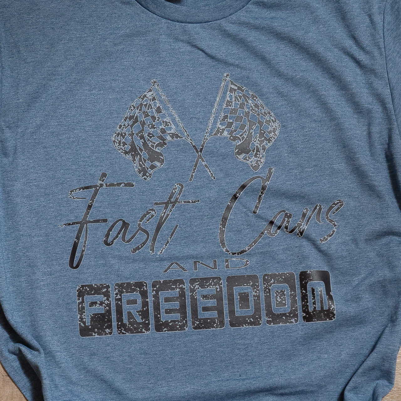 Fast Cars and Freedom Graphic Tee – Racing Checkered Flag T-Shirt, Country Music Inspired