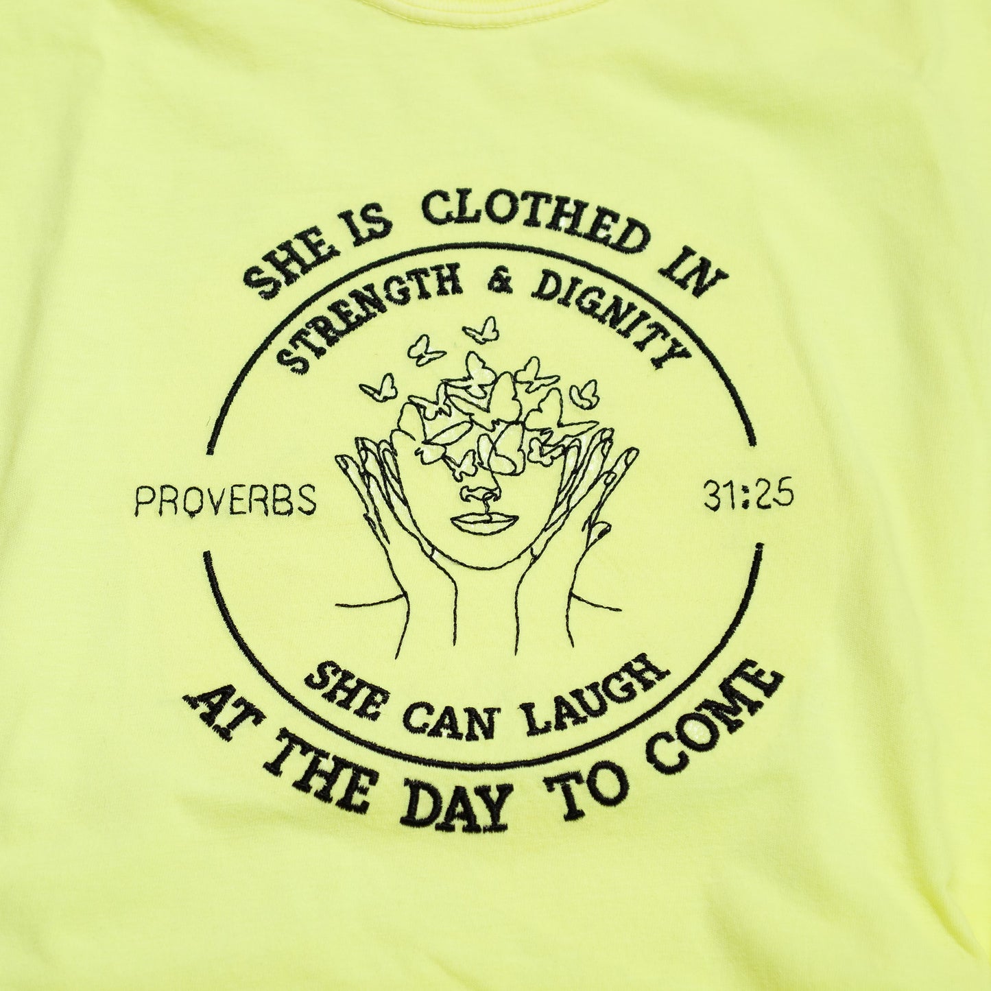 Strength & Dignity Proverbs 31:25 Embroidered T-Shirt – Christian Faith Tee