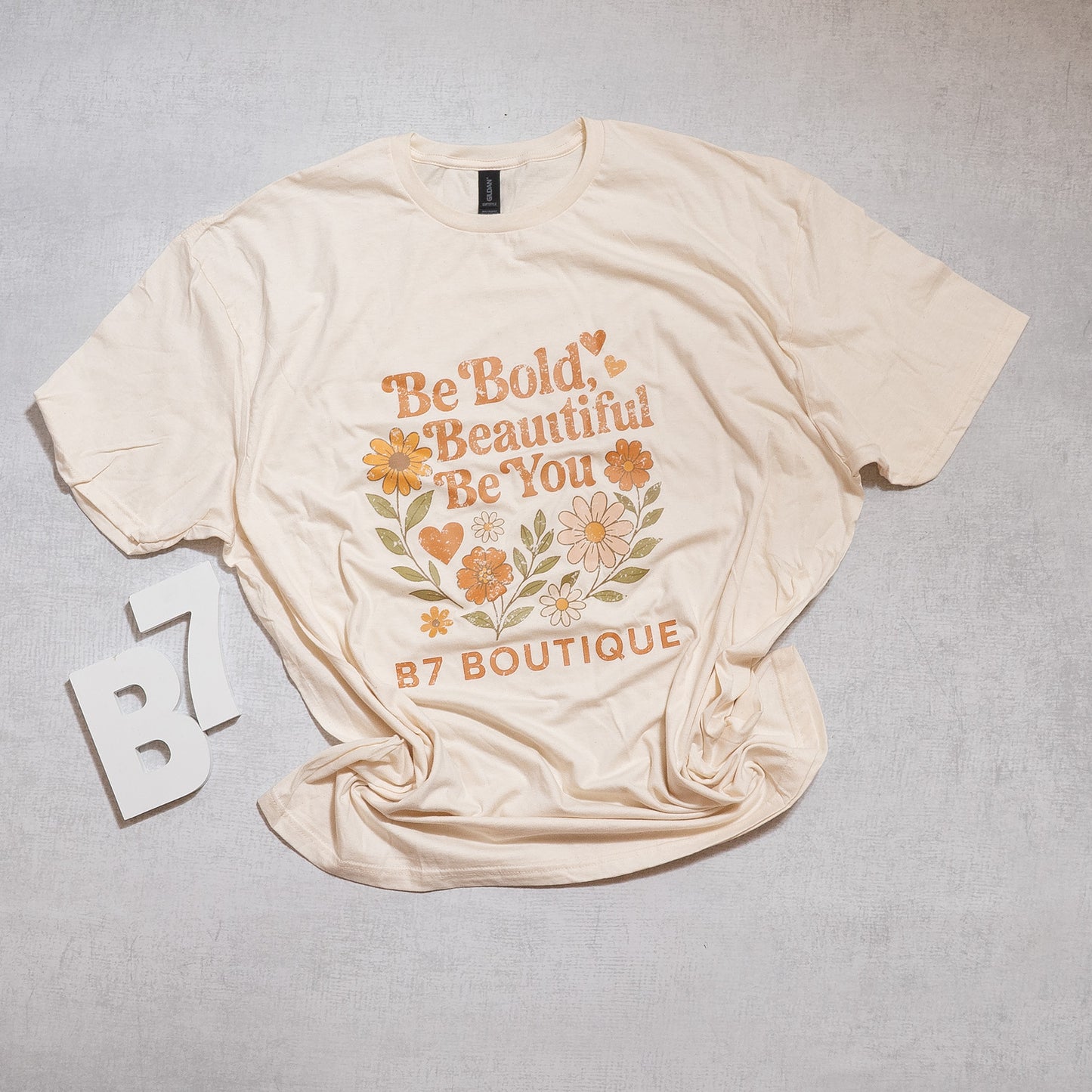 B7 Boutique Be Bold, Be Beautiful, Be You Retro Floral Graphic Tee