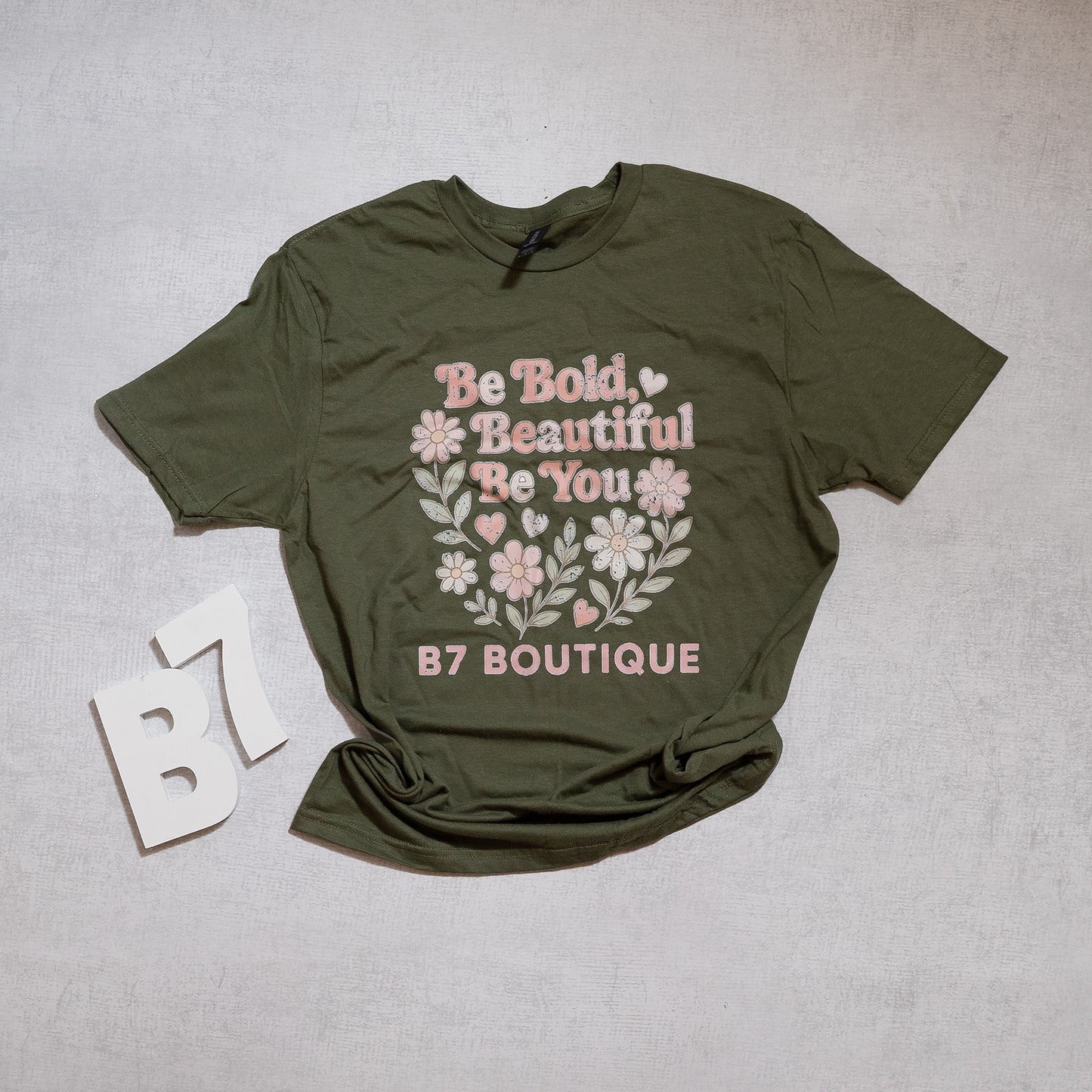 B7 Boutique Be Bold, Be Beautiful, Be You Retro Floral Graphic Tee